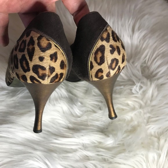 DONALD J PLINER Couture Brown Leopard Print Peep-toe Heels Pumps Shoes 8M - Picture 5 of 9